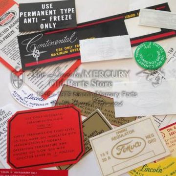 Engine Compartment Decal Kit, 1956 Lincoln Continental Mark II 368CI with A/C- NEW