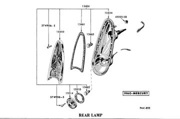 Tail Light Assembly, Taillight Door Passenger NOS