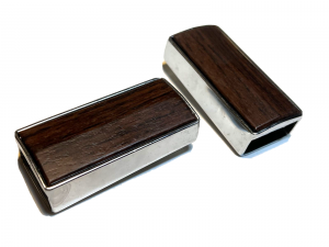 Woodgrain Door Pull Strap Handle Retainer End Cap Pair- NOS