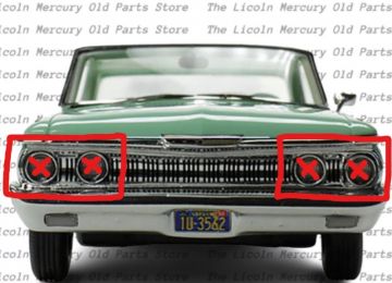 Headlamp Housing and Grille Extension LH & RH PAIR- NOS
