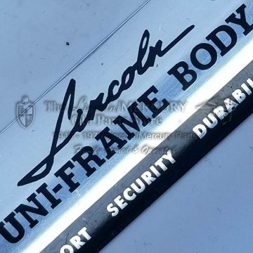 Nameplate, Lincoln Uni-Frame Body- NEW